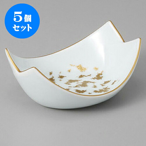 5個セット 珍味 金彩笹舟小付 [8.3 x 6.9 x 3.7cm] | 和食器 鉢 小鉢 ボウル 料亭 ホテル 食器 業務用 飲食店 カフェ うつわ 器 おしゃれ かわいい ギフト プレゼント 内祝い 誕生日 贈り物 贈答品 おすすめ 食器セット｜せともの本舗