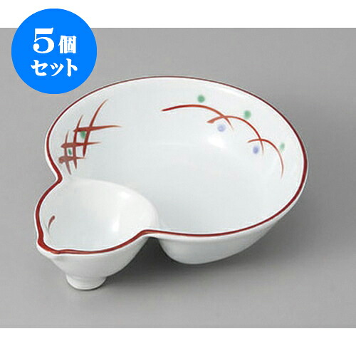 5個セット 松花堂 赤絵武蔵野ひさご型鉢 [10.3 x 12.5 x 2.9cm] | 小鉢 小 小さい 鉢 ボウル 万能 人気 おすすめ 食器 業務用 飲食店 カフェ うつわ 器 おしゃれ かわいい ギフト プレゼント内祝い 結婚祝い 誕生日 贈り物 贈答品 食器セット｜せともの本舗