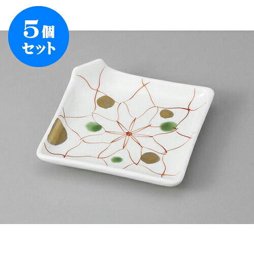 5個セット 松花堂 赤絵アミ角折皿 [11.3 x 11.3 x 3.5cm] | 角 角皿 スクエア 食器 業務用 飲食店 カフェ うつわ 器 おしゃれ かわいい ギフト プレゼント 引き出物 内祝い 結婚祝い 誕生日 贈り物 贈答品 おすすめ 食器セット｜せともの本舗