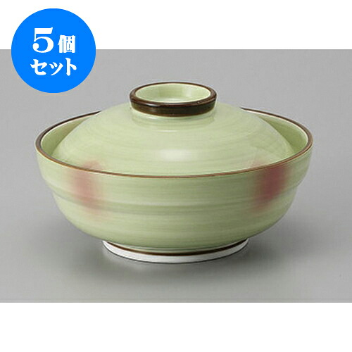 5個セット 蓋向 若草吹京蓋物 [14.3 x 8cm] | 煮物 料亭 旅館 割烹 碗 人気 おすすめ 食器 業務用 飲食店 カフェ うつわ 器 おしゃれ かわいい ギフト プレゼント 引き出物 誕生日 贈り物 贈答品 食器セット