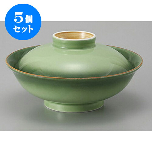 5個セット 蓋向 緑彩平蓋向 [16.5 x 9cm] | 煮物 料亭 旅館 割烹 碗 人気 おすすめ 食器 業務用 飲食店 カフェ うつわ 器 おしゃれ かわいい ギフト プレゼント 引き出物 誕生日 贈り物 贈答品 食器セット