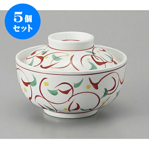 5個セット 円菓子 赤絵唐草円菓子碗 [12 x 8.5cm] | 煮物 料亭 旅館 割烹 碗 人気 おすすめ 食器 業務用 飲食店 カフェ うつわ 器 おしゃれ かわいい ギフト プレゼント 引き出物 誕生日 贈り物 贈答品 食器セット