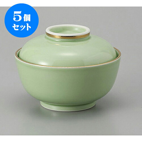 5個セット 円菓子 有田焼渕金グリーン釉小蓋物 [11.5 x 8.5cm] | 煮物 料亭 旅館 割烹 碗 人気 おすすめ 食器 業務用 飲食店 カフェ うつわ 器 おしゃれ かわいい ギフト プレゼント 引き出物 誕生日 贈り物 贈答品 食器セット｜せともの本舗
