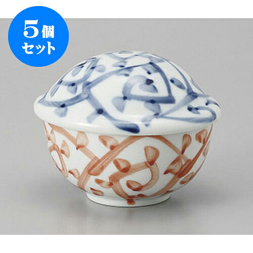 5個セット むし碗 二色タコ唐草小判型むし碗 [10.6 x 9.5 x 8.7cm] | 茶碗蒸し ちゃわんむし 蒸し器 寿司屋 碗 むし碗 食器 業務用 飲食店 おしゃれ かわいい ギフト プレゼント 引き出物 誕生日 贈り物 贈答品 食器セット｜せともの本舗