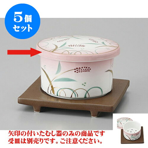 5個セット むし碗 赤絵山科蒸し器 [8.8 x 6cm] | 茶碗蒸し ちゃわんむし 蒸し器 寿司屋 碗 むし碗 食器 業務用 飲食店 おしゃれ かわいい ギフト プレゼント 引き出物 誕生日 贈り物 贈答品 食器セット