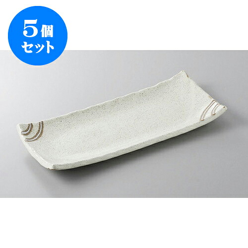 5個セット あゆ・さんま皿 粉引木目さんま皿 [28.5 x 12.3 x 2.8cm] | 焼き物皿 ステーキ皿 サンマ 焼き魚 食器 業務用 飲食店 カフェ うつわ 器 おしゃれ かわいい お洒落 ギフト プレゼント 引き出物 内祝い 結婚祝い 誕生日 贈り物 贈答品 おすすめ 人気 食器セット｜せともの本舗