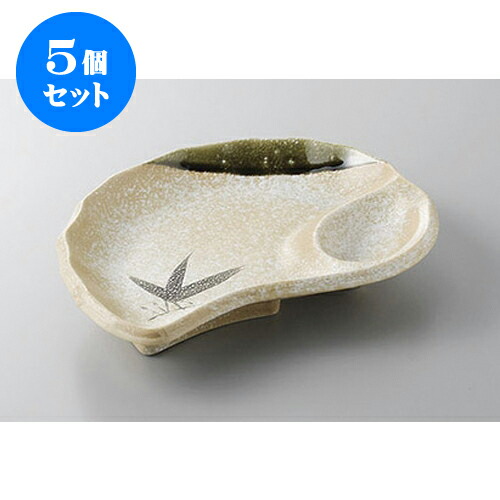 5個セット 仕切皿 石焼織部笹雲型仕切皿 [22 x 17 x 4cm] | 焼肉 ビュッフェ タレ入れ 人気 おすすめ 食器 業務用 飲食店 カフェ うつわ 器 おしゃれ かわいい ギフト プレゼント 引き出物 誕生日 贈り物 贈答品 食器セット