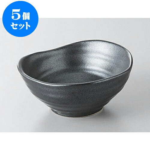 5個セット 呑水 黒変形ボール鉢 [11.7 x 11.2 x 5cm] | 和食器 呑水 とんすい 玉割 料亭 ホテル 食器 業務用 飲食店 カフェ うつわ 器 おしゃれ かわいい ギフト プレゼント 内祝い 誕生日 贈り物 贈答品 おすすめ 食器セット