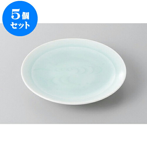 5個セット 組皿 青白磁友禅彫丸5.0皿 [16.3 x 2.5cm] | 組皿 和皿 取り皿 取り皿 おすすめ 万能 食器 業務用 飲食店 カフェ うつわ 器 おしゃれ かわいい お洒落 可愛い ギフト プレゼント 引き出物 内祝い 結婚祝い 誕生日 贈り物 贈答品 食器セット