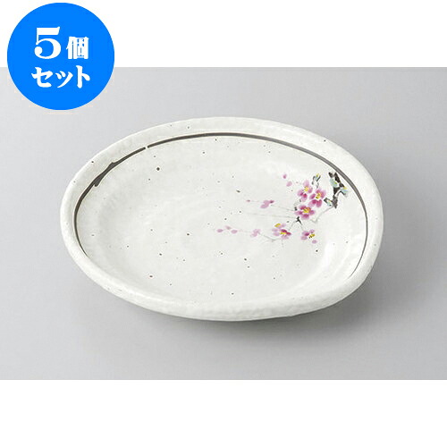 5個セット 組皿 粉引ライン紅梅ナブリ5.0皿 [16 x 3.2cm] | 組皿 和皿 取り皿 取り皿 おすすめ 万能 食器 業務用 飲食店 カフェ うつわ 器 おしゃれ かわいい お洒落 可愛い ギフト プレゼント 引き出物 内祝い 結婚祝い 誕生日 贈り物 贈答品 食器セット