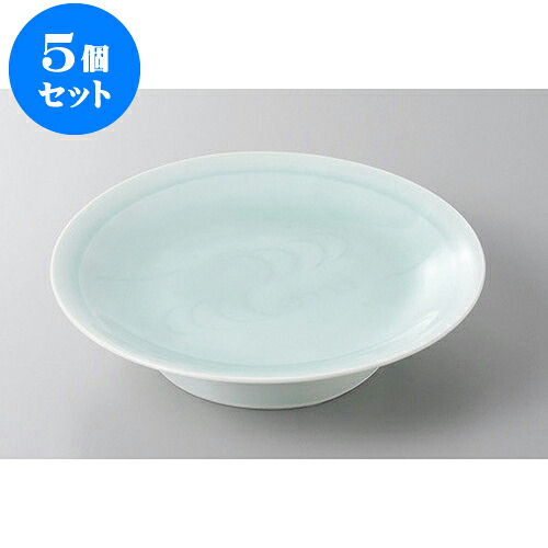 5個セット 丸盛皿 青白磁友禅彫6.0丸高台皿 [18.8 x 3.8cm] | 盛り皿 盛皿 人気 おすすめ フルーツ皿 パーティー パスタ皿 食器 業務用 飲食店 カフェ うつわ 器 ギフト プレゼント 引き出物 誕生日 贈り物 贈答品 おしゃれ かわいい 食器セット｜せともの本舗