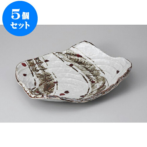 5個セット 変形盛皿 錆絵辰砂渦彫尺一盛込皿 [35 x 27 x 6.5cm] | 変形皿 お皿 和皿 人気 おすすめ 食器 業務用 飲食店 カフェ うつわ 器 おしゃれ ギフト プレゼント 引き出物 内祝い 結婚祝い 誕生日 贈り物 贈答品 食器セット