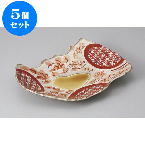 5個セット 変形盛皿 赤絵花ちらしちぎり和皿 [29.5 x 18.8 x 5cm] | 変形皿 お皿 和皿 人気 おすすめ 食器 業務用 飲食店 カフェ うつわ 器 おしゃれ ギフト プレゼント 引き出物 内祝い 結婚祝い 誕生日 贈り物 贈答品 食器セット