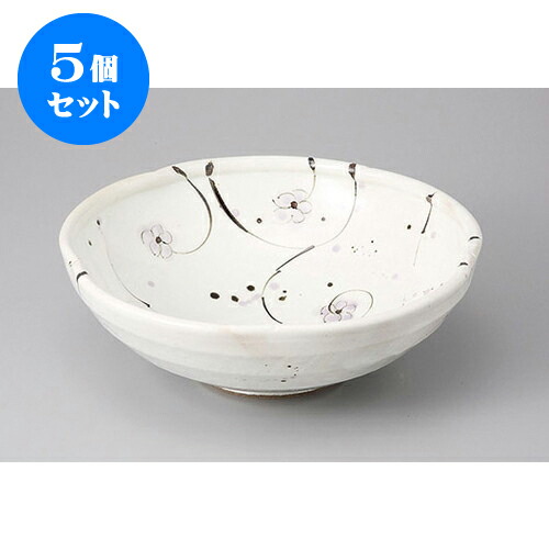 5個セット 大鉢・盛鉢 粉引小花盛鉢 [25 x 9cm] | 盛り鉢 盛鉢 万能 取り鉢 おすすめ 食器 業務用 飲食店 カフェ うつわ 器 おしゃれ かわいい お洒落 可愛い おしゃれ かわいい お洒落 可愛い 食器セット