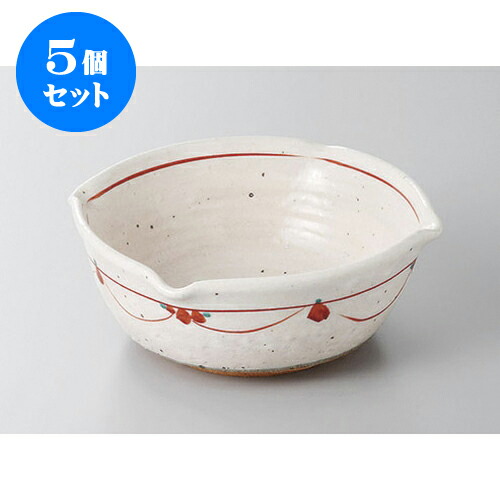 5個セット 大鉢・盛鉢 赤絵四つ押5.5鉢(手造り) [17 x 6.5cm] | 盛り鉢 盛鉢 万能 取り鉢 おすすめ 食器 業務用 飲食店 カフェ うつわ 器 おしゃれ かわいい お洒落 可愛い おしゃれ かわいい お洒落 可愛い 食器セット