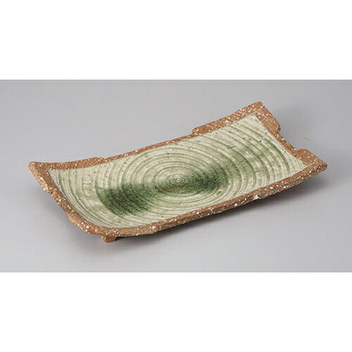 長角盛皿 伊賀風灰釉うず巻長角大皿(手造) [33 x 16.5 x 4.5cm] 土物 | 盛り皿 盛皿 人気 おすすめ フルーツ皿 パーティー パスタ皿 食器 業務用 飲食店 カフェ うつわ 器 ギフト プレゼント 引き出物 誕生日 贈り物 贈答品 おしゃれ かわいい