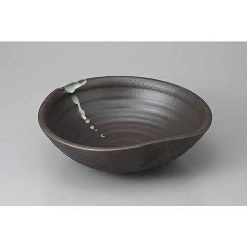 大鉢・盛鉢 黒白流し変形9.0平鉢 [27 x 25.5 x 9cm] 土物 | 盛り鉢 盛鉢 万能 取り鉢 おすすめ 食器 業務用 飲食店 カフェ うつわ 器 おしゃれ かわいい お洒落 可愛い おしゃれ かわいい お洒落 可愛い