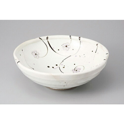 大鉢・盛鉢 粉引小花盛鉢 [25 x 9cm] 土物 | 盛り鉢 盛鉢 万能 取り鉢 おすすめ 食器 業務用 飲食店 カフェ うつわ 器 おしゃれ かわいい お洒落 可愛い おしゃれ かわいい お洒落 可愛い
