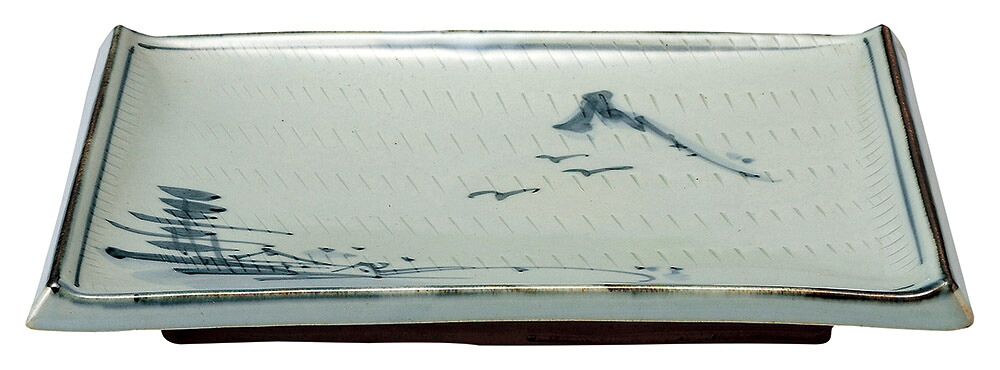 トチリ山水　長角１０．０皿 [23.5×16.7×3.3cm] | SNS インスタ映え おしゃれ かわいい かっこいい 和カフェ おうちカフェ 器 食器 和食器 洋食器 業務用 バイキング ビュッフェ 開店
