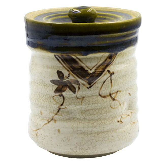 織部焼 佐治造 色絵 水指 織部水指 双耳 共箱 / 茶道具 織部焼 佐治造