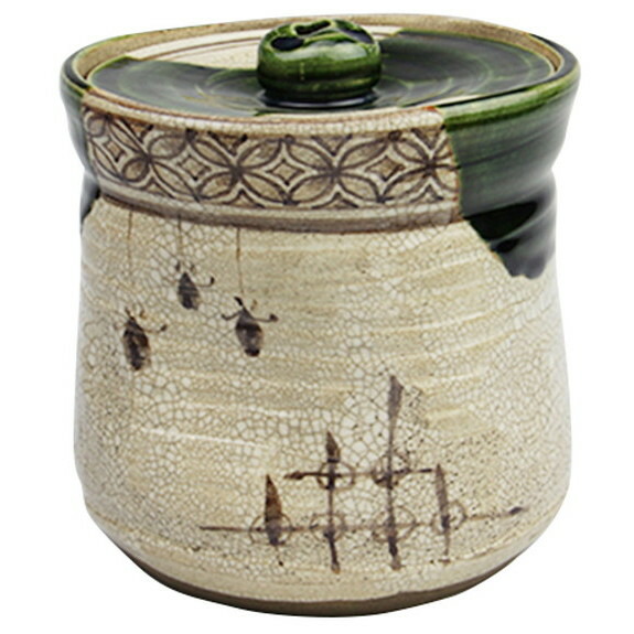 楽天市場】織部中置水指キネ型並（忠作） 化粧箱入 [12×21.3cm 1350g