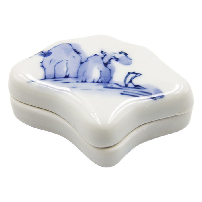 楽天市場】染付丸型香合 赤絵（洞華園作） 化粧箱入 [6×3cm 101g