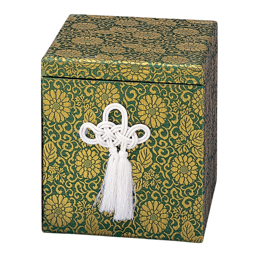 骨箱 広金箱(緑） [ 7(深口)寸 ] | 骨箱 仏具 供養 お盆 葬式 仏壇 手元供養 お彼岸 迎え火 お寺 お墓 仏様 仏前 盆 お坊さん お供え 佛具｜せともの本舗