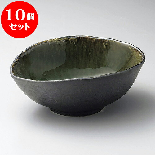 10個セット 大鉢 いぶし織部変形中鉢 [ 20.5 x 17 x 8cm ] | 盛り鉢 盛鉢 万能 取り鉢 おすすめ 食器 業務用 飲食店 カフェ うつわ 器 おしゃれ かわいい お洒落 可愛い おしゃれ かわいい お洒落 可愛い 食器セット