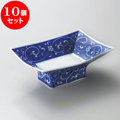 10個セット 大鉢 染付濃唐草高台皿 [ 20.5 x 15 x 7.5cm ] | 中鉢 盛鉢 取り鉢 ボウル 中 おすすめ 人気 食器 業務用 飲食店 カフェ うつわ 器 おしゃれ かわいい お洒落 ギフト プレゼント 引き出物 内祝い 結婚祝い 誕生日 贈り物 贈答品 食器セット