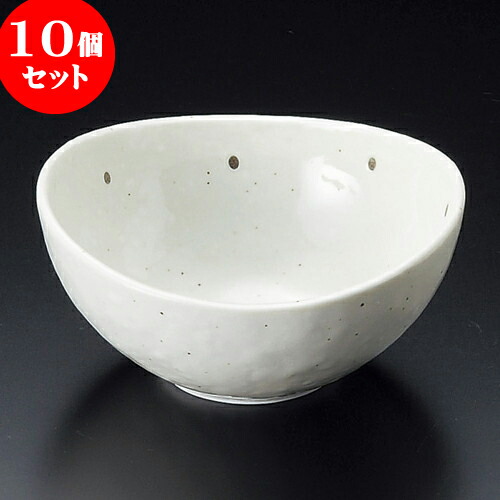 10個セット 小鉢 粉引ドット楕円4.0鉢 [ 13.5 x 13 x 6.5cm ] | 小鉢 小 小さい 鉢 ボウル 万能 人気 おすすめ 食器 業務用 飲食店 カフェ うつわ 器 おしゃれ かわいい ギフト プレゼント内祝い 結婚祝い 誕生日 贈り物 贈答品 食器セット