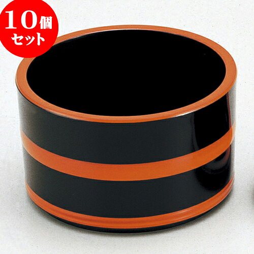 10個セット ［Ａ］桶型つゆ入れ黒に帯朱 [ 10 x 6cm ] | 蕎麦 そば うどん 出前 和食 パーティ おすすめ 人気 食器 業務用 飲食店 カフェ うつわ 器 おしゃれ かわいい お洒落 ギフト プレゼント 引き出物 内祝い 結婚祝い 誕生日 贈り物 贈答品｜せともの本舗
