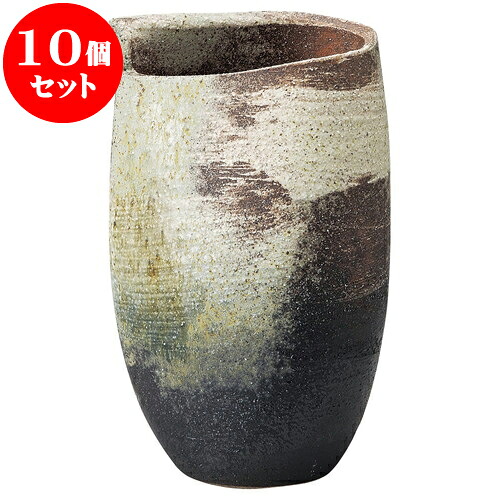 10個セット 花瓶 古陶刷毛目花入（信楽焼） [ 18.5 x 15.5 x 31cm ] | 花瓶 花器 花立 インテリア かびん 花道 業務用 飲食店 カフェ うつわ 器 おしゃれ かわいい ギフト プレゼント 引き出物 誕生日 贈り物 贈答品 食器セット｜せともの本舗