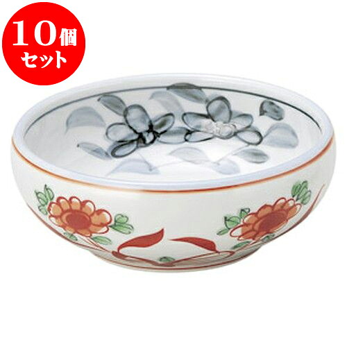 10個セット 和陶オープン 赤絵花 5.0サラダボール [ 15 x 5.6cm ] | 人気 おすすめ 食器 洋食器 業務用 飲食店 カフェ うつわ 器 おしゃれ かわいい ギフト プレゼント 誕生日 贈答品 食器セット 食器セット｜せともの本舗