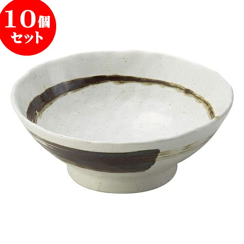 10個セット 和陶オープン 錆刷毛 手びねりめん鉢 [ 20 x 8cm 1,000cc ] | そば丼 うどん ラーメン 麺類 どんぶり 鉢 盛り鉢 食器 業務用 飲食店 カフェ うつわ 器 おしゃれ かわいい ギフト プレゼント 引き出物 内祝い 結婚祝い 誕生日 贈り物 贈答品 おすすめ 食器セット｜せともの本舗