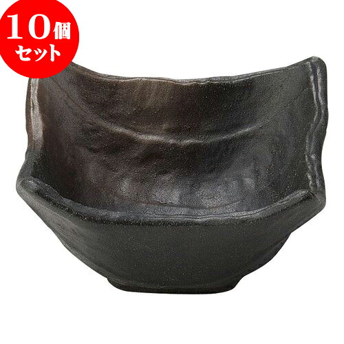 10個セット 和陶オープン 黒備前風 四角小鉢 中 [ 10 x 5.5cm ] 料亭 旅館 和食器 飲食店 業務用