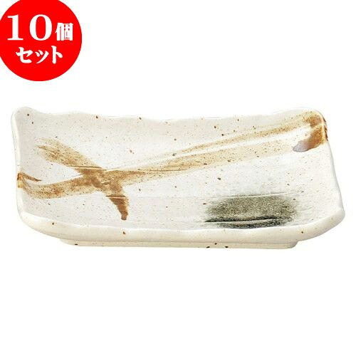 10個セット 和陶オープン 白マット織部吹刷毛目 銘々皿 [ 16 x 11 x 2cm ] | 人気 おすすめ 食器 洋食器 業務用 飲食店 カフェ うつわ 器 おしゃれ かわいい ギフト プレゼント 誕生日 贈答品 食器セット 食器セット