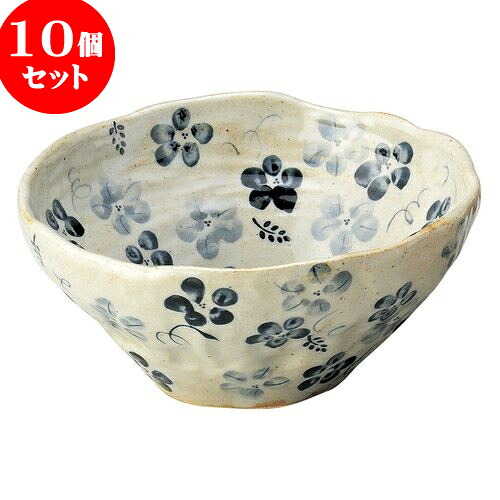 10個セット 和陶オープン 藍の花 盛鉢（中）青 [ 18.5 x 8cm ] | 人気 おすすめ 食器 洋食器 業務用 飲食店 カフェ うつわ 器 おしゃれ かわいい ギフト プレゼント 誕生日 贈答品 食器セット 食器セット｜せともの本舗