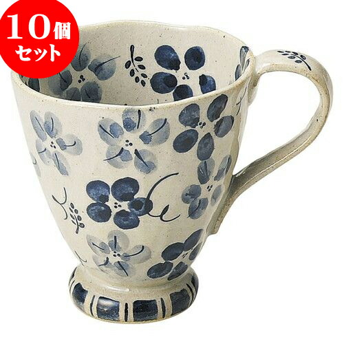 10個セット 和陶オープン 藍の花 マグ（青）中 [ 9.3 x 10.3cm ・ 320cc ] | 人気 おすすめ 食器 洋食器 業務用 飲食店 カフェ うつわ 器 おしゃれ かわいい ギフト プレゼント 誕生日 贈答品 食器セット 食器セット