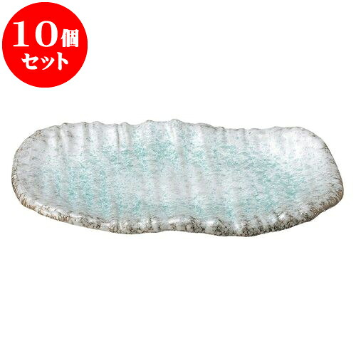10個セット 和陶オープン 青釉 10号長角皿（太） [ 30 x 20.5 x 3cm ] | 人気 おすすめ 食器 洋食器 業務用 飲食店 カフェ うつわ 器 おしゃれ かわいい ギフト プレゼント 誕生日 贈答品 食器セット 食器セット