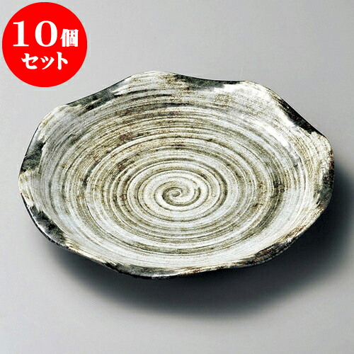 10個セット 丸皿 白刷毛均窯花型7.0皿 [ 22 x 3.5cm ] | 中皿 デザート皿 取り皿 人気 おすすめ 食器 業務用 飲食店 カフェ うつわ 器 おしゃれ かわいい ギフト プレゼント 引き出物 誕生日 贈り物 贈答品 食器セット