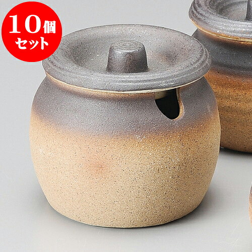 10個セット 切込付カメ 伊賀風吹3号ツボカット付 [ 11 x 9.5cm 410cc ] | つぼ 壺 壷 甕 薬味入 漬物 七味 卓上製品 カスター 陶器 せともの 瀬戸物 業務用 陶磁器 飲食店 旅館 料亭 モダン 可愛い インテリア 可愛い おしゃれ お洒落 ギフト そば屋内祝い 食器セット