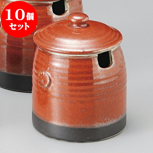 10個セット 切込付カメ 赤切立ソース入（小） [ 8 x 10.5cm 300cc ] | つぼ 壺 壷 甕 薬味入 漬物 七味 卓上製品 カスター 陶器 せともの 業務用 陶磁器 飲食店 旅館 料亭 モダン 可愛い インテリア 可愛い おしゃれ お洒落 ギフト そば屋 引き出物 内祝い 食器セット｜せともの本舗