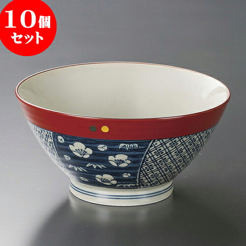 10個セット 多用丼 朱巻祥瑞反丼（有田焼） [ 18 x 9cm ] | 反丼 どんぶり 丼 ラーメン うどん そば 鉢 はち 盛り鉢 食器 業務用 飲食店 カフェ うつわ 器 おしゃれ かわいい 可愛い ギフト プレゼント 引き出物 内祝い 結婚祝い 誕生日 贈り物 贈答品 おすすめ 食器セット