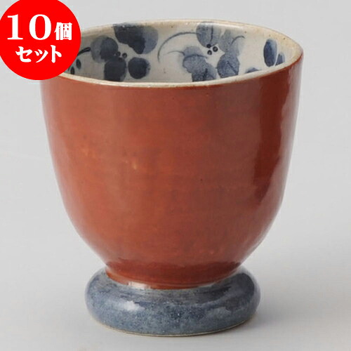 10個セット 睦揃 かるかる朱巻草花湯呑（大） [ 7.8 x 8.2cm 200cc ] | ゆのみ 湯呑 湯飲み 一服 お茶 人気 おすすめ 食器 業務用 飲食店 カフェ ペア うつわ 器 おしゃれ かわいい ギフト プレゼント 引き出物 誕生日 贈り物 贈答品 食器セット