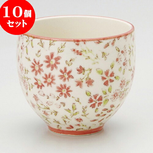 10個セット 煎茶 なでしこ湯呑（赤） [ 7.4 x 7.4 x 6.8cm ] | 湯呑 湯のみ せん茶 千茶 一服 人気 おすすめ 食器 業務用 飲食店 カフェ うつわ 器 おしゃれ かわいい ギフト プレゼント 引き出物 誕生日 贈り物 贈答品 食器セット