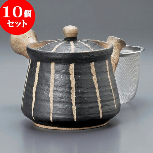 10個セット 急須 彫十草急須小（黒）（アミ付）10 x 12.5cm 350cc ] | ポット 急須 きゅうす 土瓶 お茶 一服 まったり 人気 おすすめ 食器 業務用 飲食店 カフェ うつわ 器 おしゃれ かわいい ギフト プレゼント 引き出物 誕生日 贈り物 贈答品 食器セット｜せともの本舗