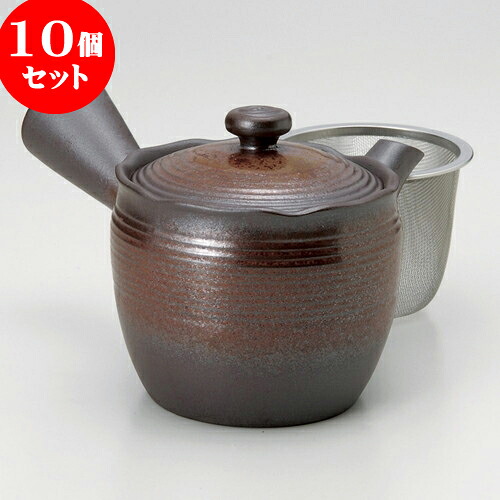 10個セット 急須 万古急須1.5花風炎（カゴ網付）（萬古焼）310cc ] | ポット 急須 きゅうす 土瓶 お茶 一服 まったり 人気 おすすめ 食器 業務用 飲食店 カフェ うつわ 器 おしゃれ かわいい ギフト プレゼント 引き出物 誕生日 贈り物 贈答品 食器セット