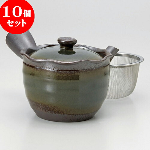 10個セット 急須 万古急須1.5はなかご緑（カゴ網付）（萬古焼）300cc ] | ポット 急須 きゅうす 土瓶 お茶 一服 まったり 人気 おすすめ 食器 業務用 飲食店 カフェ うつわ 器 おしゃれ かわいい ギフト プレゼント 引き出物 誕生日 贈り物 贈答品 食器セット 27,491円