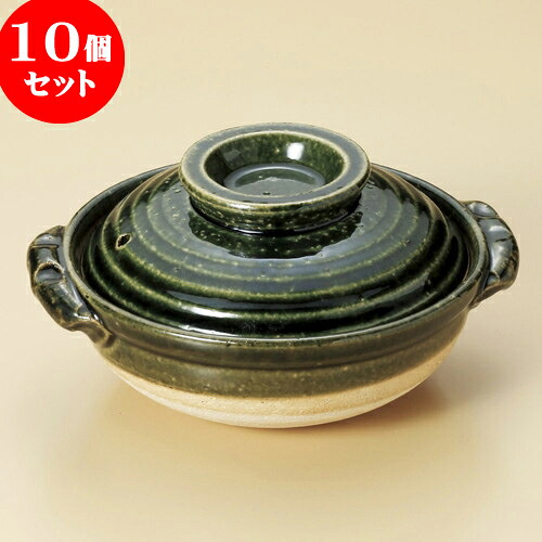 10個セット 小鍋 織部5号鍋（萬古焼） [ 17 x 15 x 9cm 身5.2cm ] | 土鍋 小さい 1人用 1人鍋 ミニ インスタ あったかい ほかほか 人気 おすすめ 食器 業務用 飲食店 カフェ うつわ 器 おしゃれ かわいい ギフト プレゼント 引き出物 誕生日 贈り物 食器セット