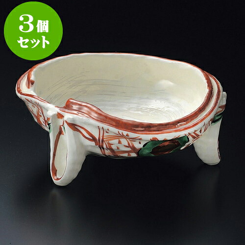 3個セット大鉢 三足赤絵盛鉢 [ 19.5 x 17.5 x 7cm ] | 盛り鉢 盛鉢 万能 取り鉢 おすすめ 食器 業務用 飲食店 カフェ うつわ 器 おしゃれ かわいい お洒落 可愛い おしゃれ かわいい お洒落 可愛い 食器セット